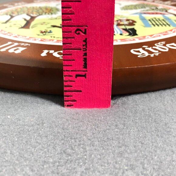 Vintage 1964 Berggren 12" Round Norwegian Rosemailing Wood Wall Plaque Signed - Picture 7 of 8